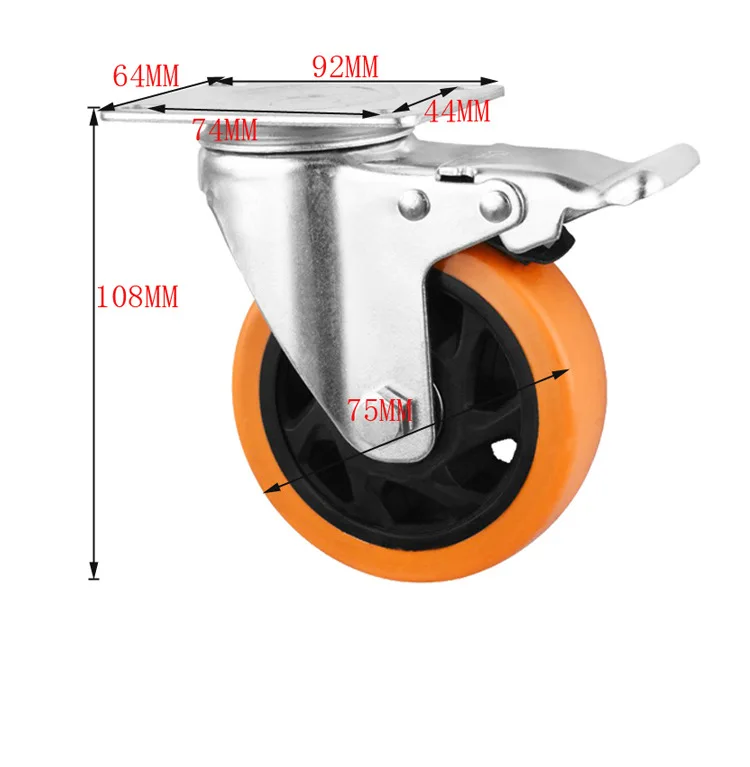 1PC/3 inch furniture swivel double-bearing swivel caster industrial wear-resistant flat-bottom caster