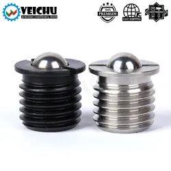 VEICHU M5/6/8/10/12/16 1pcs Carbon/Stainless Steel Spring Indexing Plunger Thread Flanged Ball Plungers Index Bolt For Locating