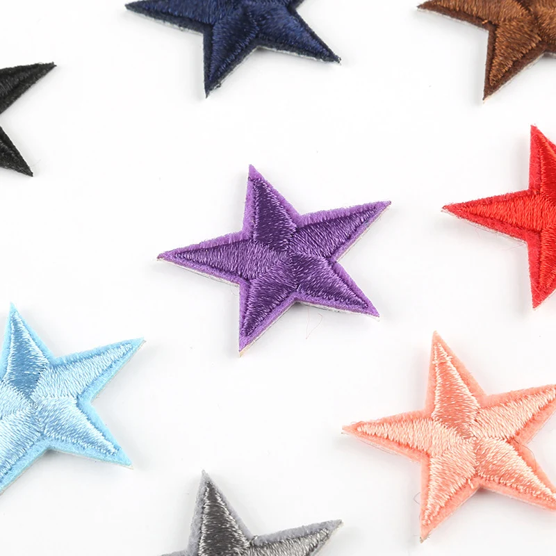 5pcs/lot Pentagram star Iron on Patches Embroidery all colours Badges Red yellow blue Sewing Clothes Stickers DIY Accessory