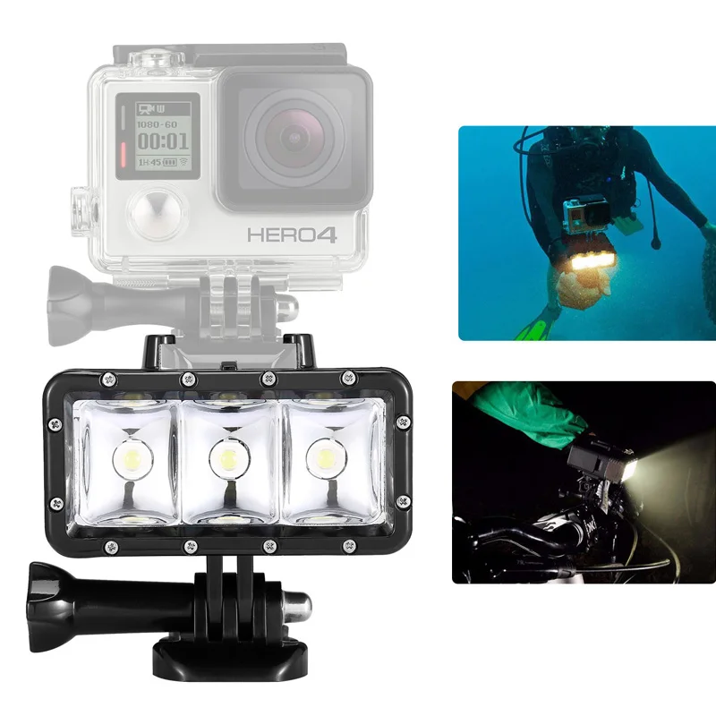 30m Subacquea Impermeabile LED Ad Alta Potenza Luce del Flash Per Gopro Eroe 4 3 + 3 2 1, macchina Fotografica di azione di Riempimento Lampada