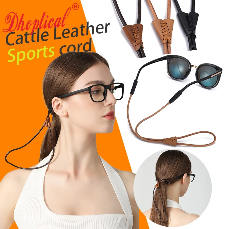 Cattle Leather Eyeglasses Sports Cord eyewear holder Avoid Glasses Slip By Dhoptical