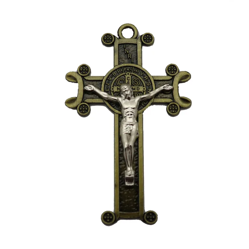 HeyMamba Antique Christian Jesus Cross Pendant Keychain Religious Crucifix Catholic Wall Crosses Decore Car Souvenirs Gift