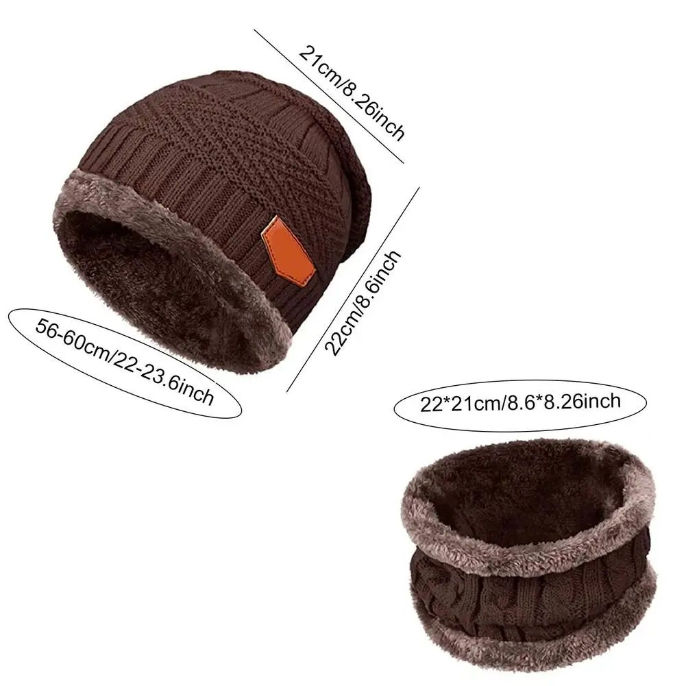 Touch Screen Gloves Circle Scarf Winter Hat Scarf Gloves Knit Skull Cap Scarf Set For Men Warm Slouchy Beanie Snow Kit