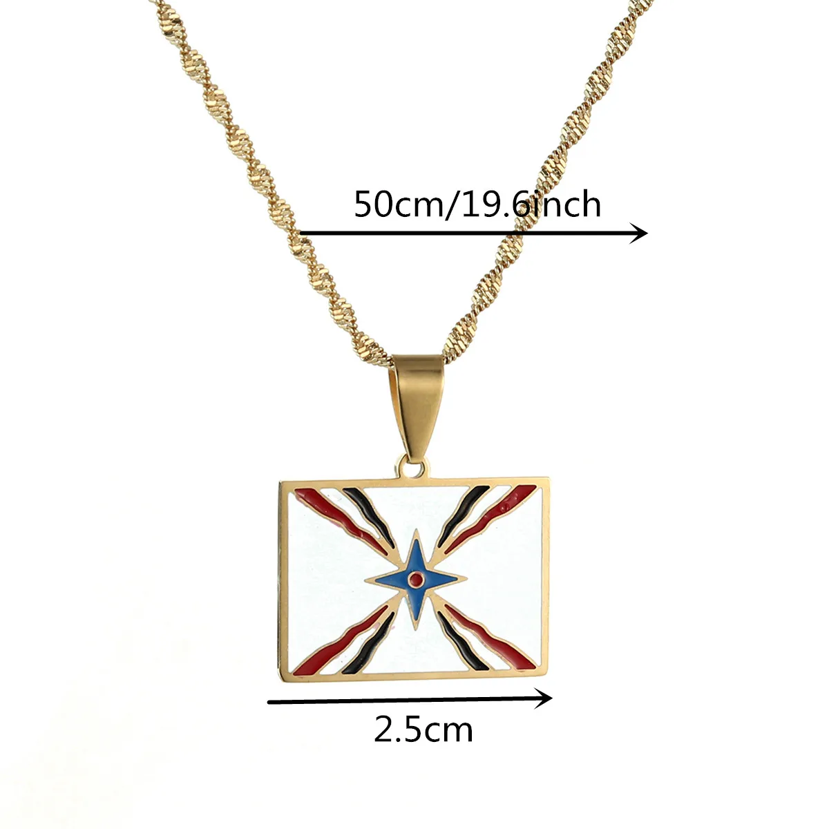 Gold Silver Color Stainless Steel Enamel Ashur Pendant Necklaces For Women Men Jewelry Assyrian Symbol Ethnic Jewels