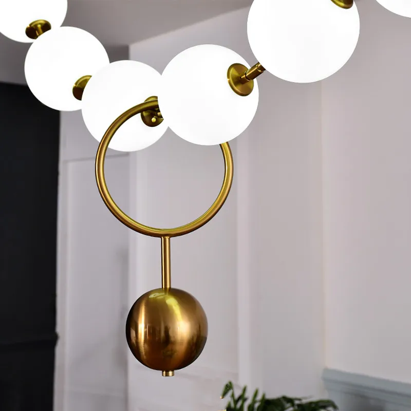 Nordic Glass Ball Chain LED Chandelier Ten Molecular bubble ball lustre Dining room Bedroom Living Room Hanging Light Fixtures