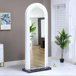 Mesa de salón de belleza simple de estilo europeo, lámpara LED táctil, espejo de barbería, espejo de suelo especial