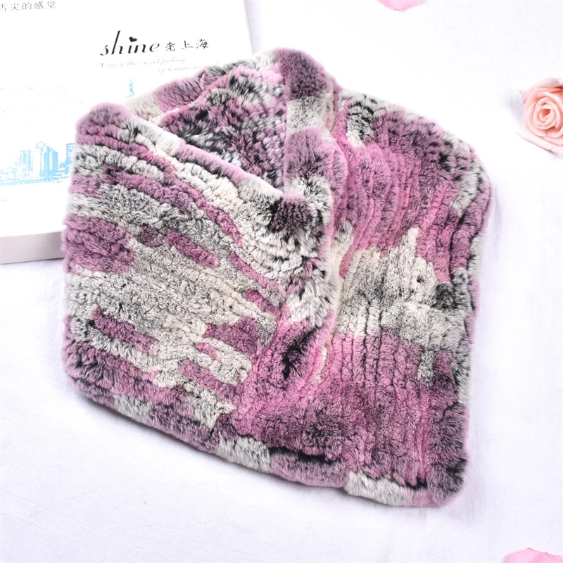 New Real Rex Rabbit Fur Knitted Triangular Scarf for Women, Neck Protection, Keep Warm, Korean Version, Autumn and Winter