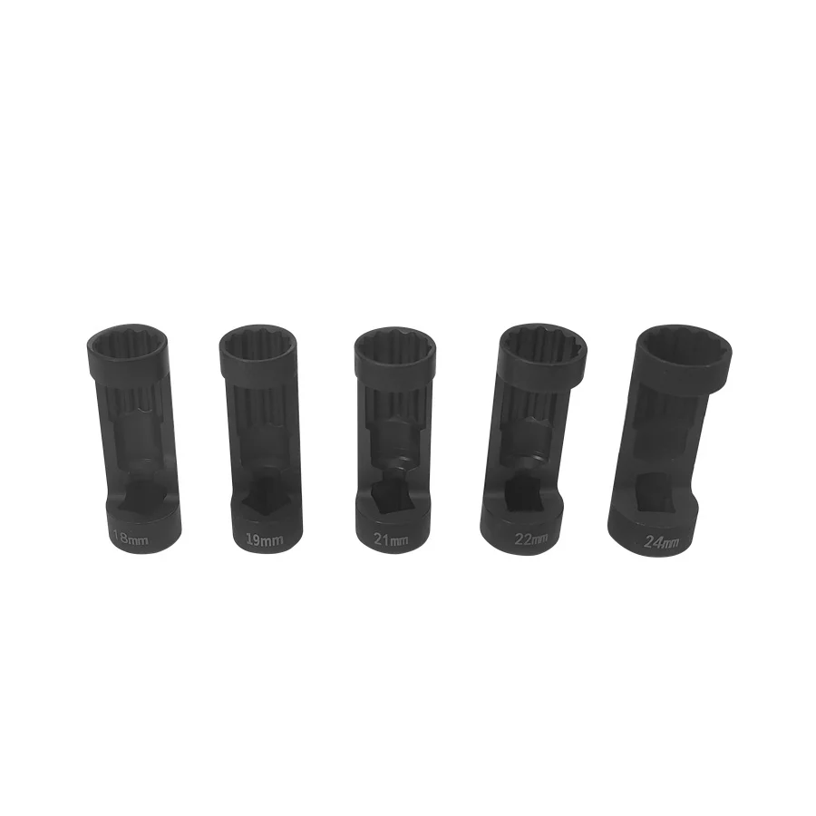 5 Pcs For Most European Vehicle 12 Point 18 19 21 22 24mm Nut Socket 1/2 Drive