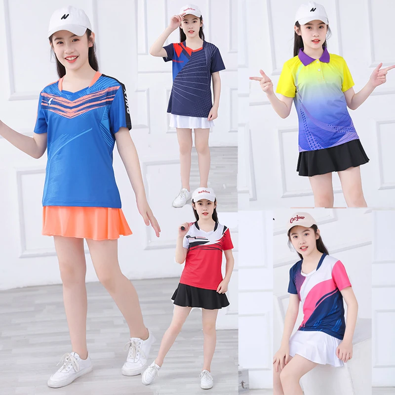 Kid BadmintonShort sleeve Shirt Shorts Girls Tennis Shirt Skirt Sets Boys Ping Pong Child Volleyball Kits Sportswear Clothing