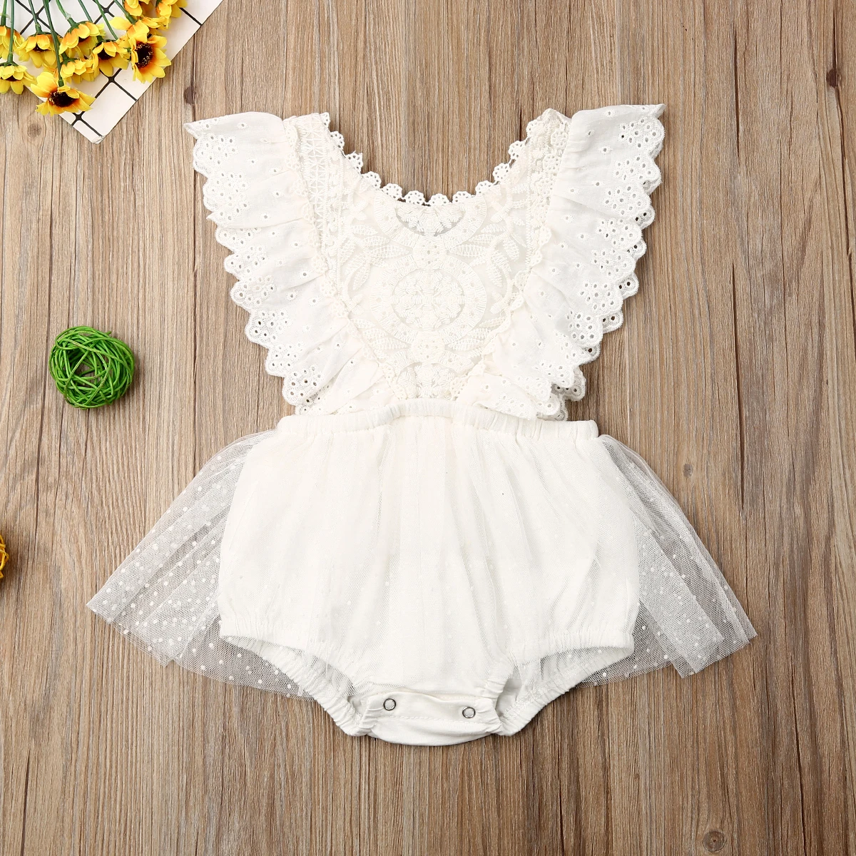 Newborn Infant Baby Girls Long Sleeve Lace Tutu Dress Bodysuit Outfits Cute Lovely Girls One Piece Clothes