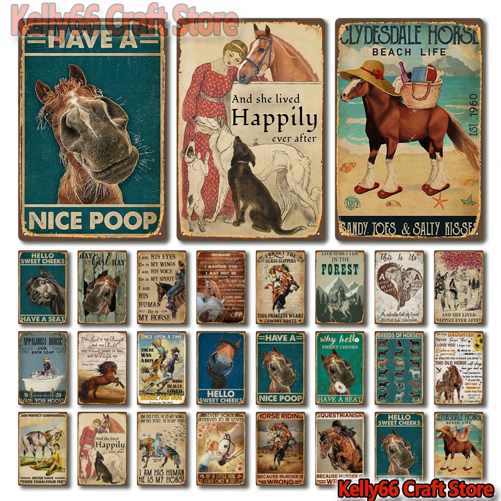 [Kelly66] Animal Hello Zoete Wangen Paard Hebben Een Zetel Bad Zeep Tin Poster Metal Sign Bar Decor Schilderen 20*30 Cm Grootte Dy237