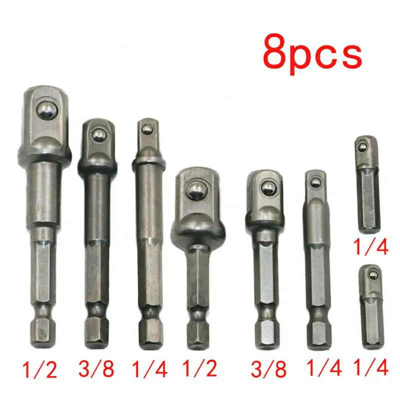 3PC/8PC Chrome Vanadium Steel อะแดปเตอร์เต้าเสียบ Hex Shank Square Extension Drill Bits Hex Bit Set เครื่องมือแน่น