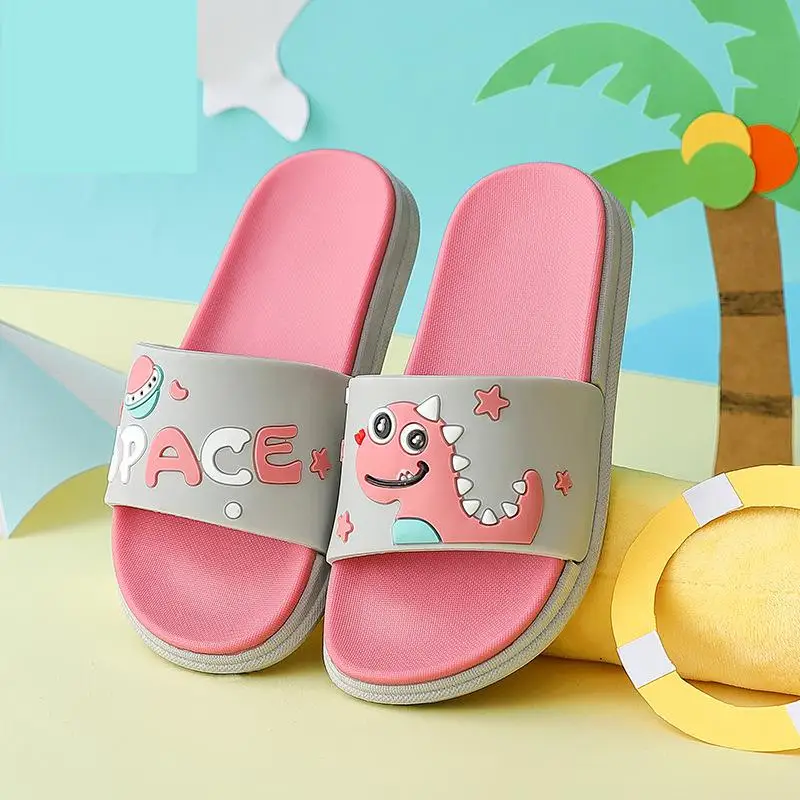 4-18y Kids Slippers Summer Boys And Girls Flip Flops Footwear Flat Heels Anti-Slippery Cartoon Soft Bottom Children\'s Shoes H15