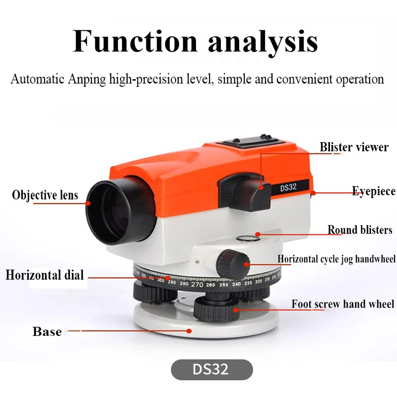 DS32 Optical Auto Level Measuring Instruments Surveying And Mapping Construction Tools Gauge Survey Instrument Parallel Tester