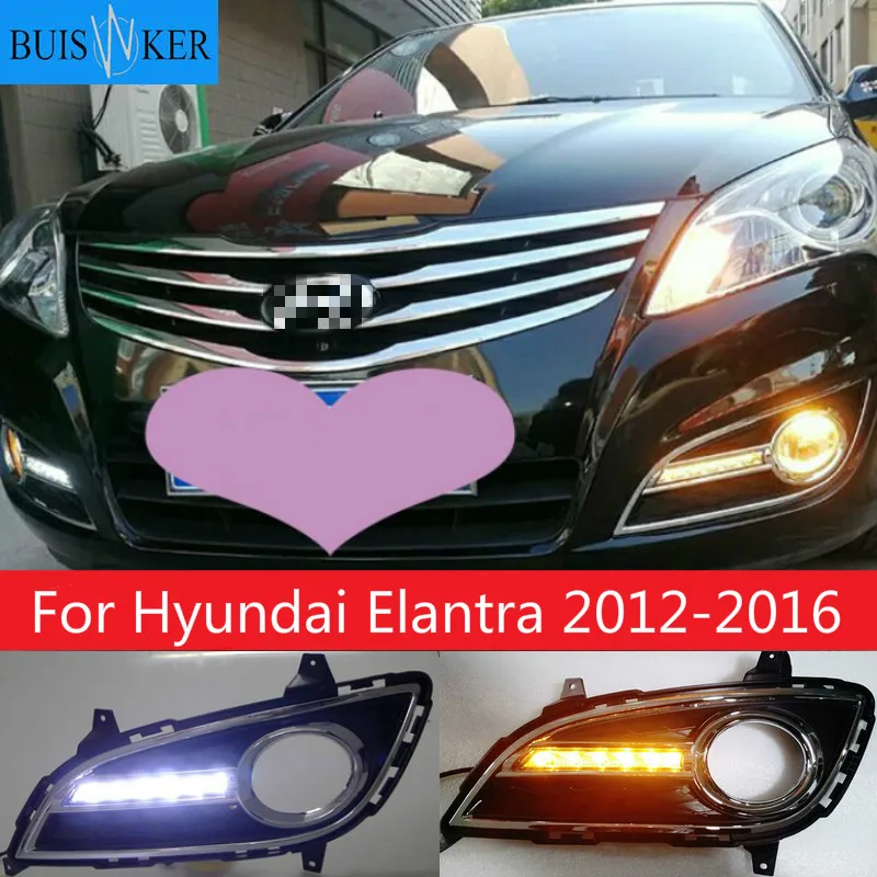 

2Pcs for Hyundai Elantra 2012-2016 LED car DRL Daytime Running Light Daylight Waterproof Signal lamp lights