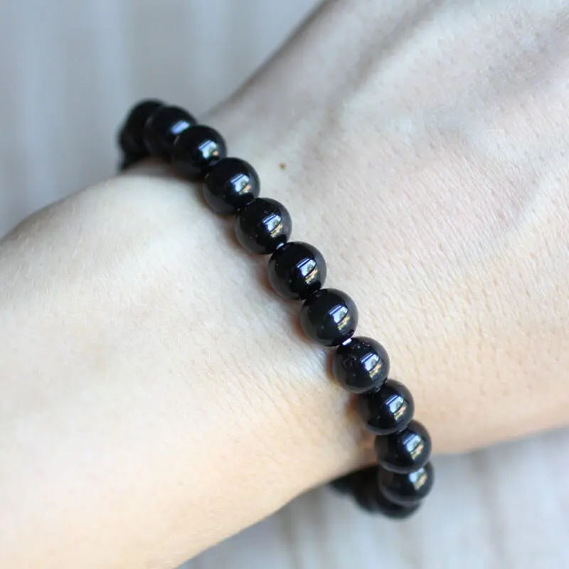 Quartz Bracelet 8mm Natural Stone Round Bead Lava Tiger Eye Black Onyx Energy Healing Beaded Hand Bangle Yoga Women Men Jewelry