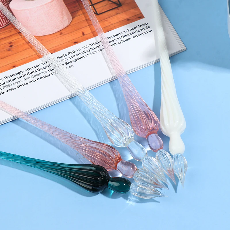 1 Pc Set di penne per immersione in vetro cristallo penna stilografica con inchiostro Non carbone strumenti per la scrittura penna in vetro di Lime Soda