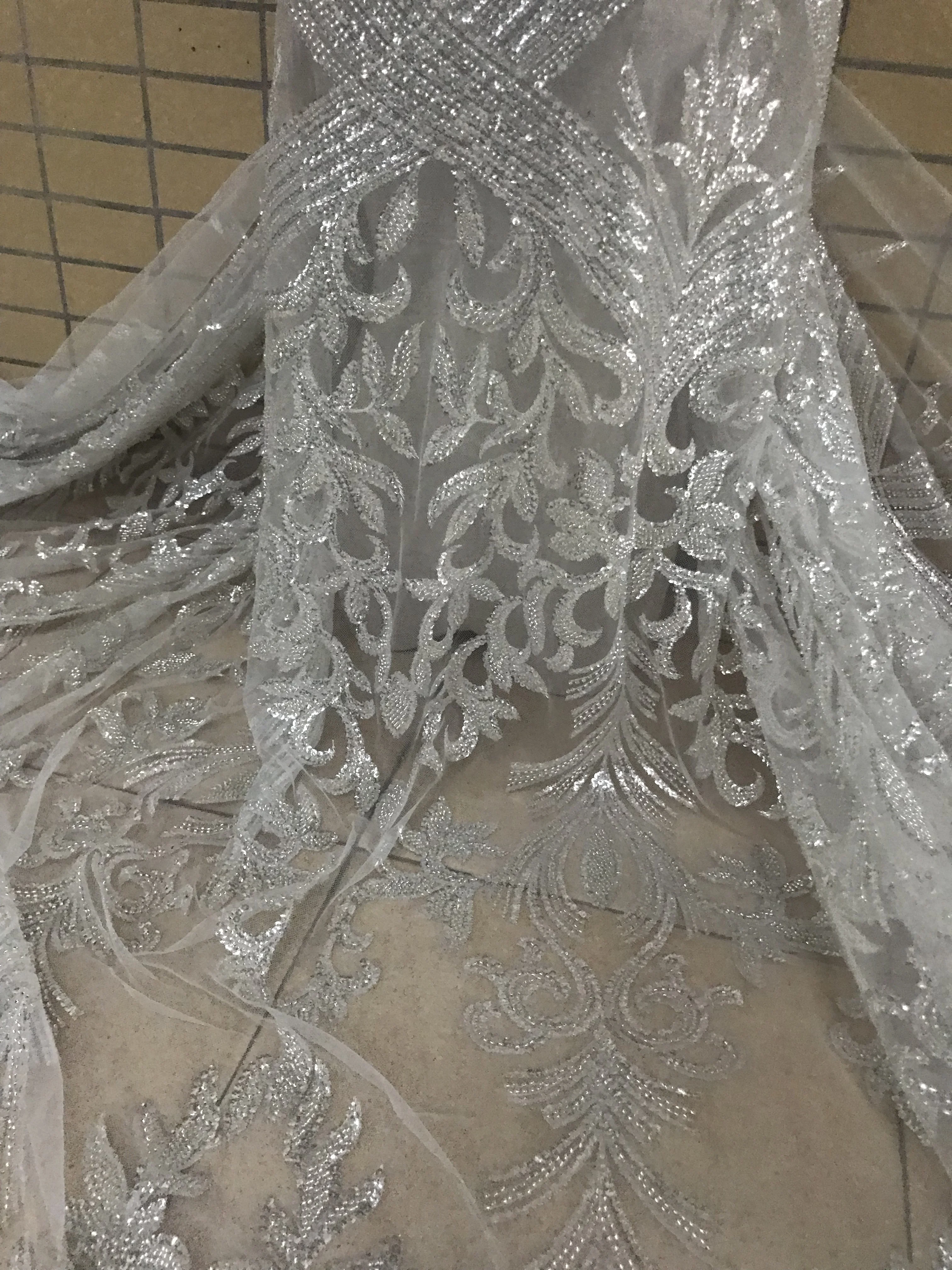 

Embroidery Beaded Lace Fabric J-628810 With beads Nigerian Tulle Lace Fabric African Lace Fabric For Wedding