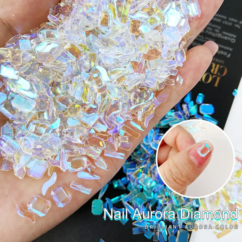 HNUIX 50pcs Nail Shaped Drill Rhinestones Parts Aurora illusion transparent Crystal Drop Rhombus Arrow Colorful Flatback Stones 3D Gems Nails Art Decoration