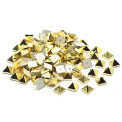 KALASO 100Sets Gold Plated Acrylic Pyramid Square Punk Studs Rivets Spikes for Shoes Bag Garment Decoration 6mm