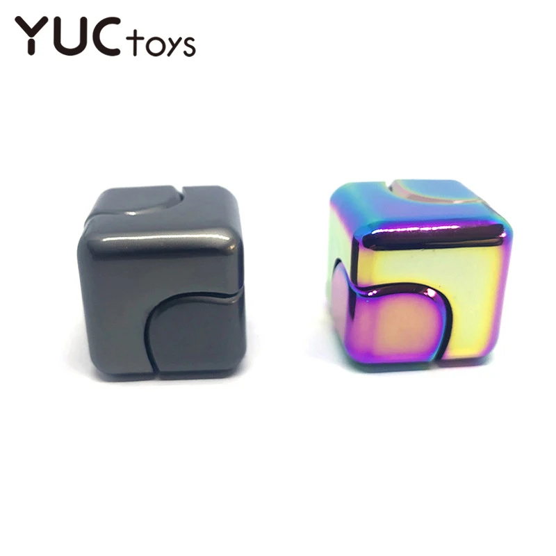 

Square Hand Spinners Alloy Metal Toys Cube Fidget Gyro New Design Stress Relieve Fingertip Sieve Rainbow Toys for Children