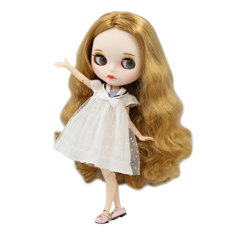 ICY DBS Blyth Doll white skin joint body New matte face golden curls hair DIY sd gift toy