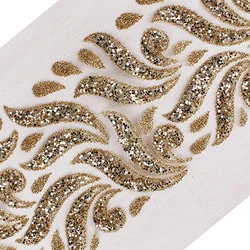 3 yard Oro Paillettes Guarnizioni Paillette Nuziale di Applique Del Merletto Del Nastro Del Tessuto Cavo di Nastro Assetto Abbellimento di Cucito T2553