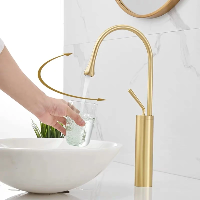 

New 2021 Basin Faucets Brushed Gold/White Brass Bathroom Basin Curved Tap Cold Hot Water Sink Mixer Taps torneiras do banheiro