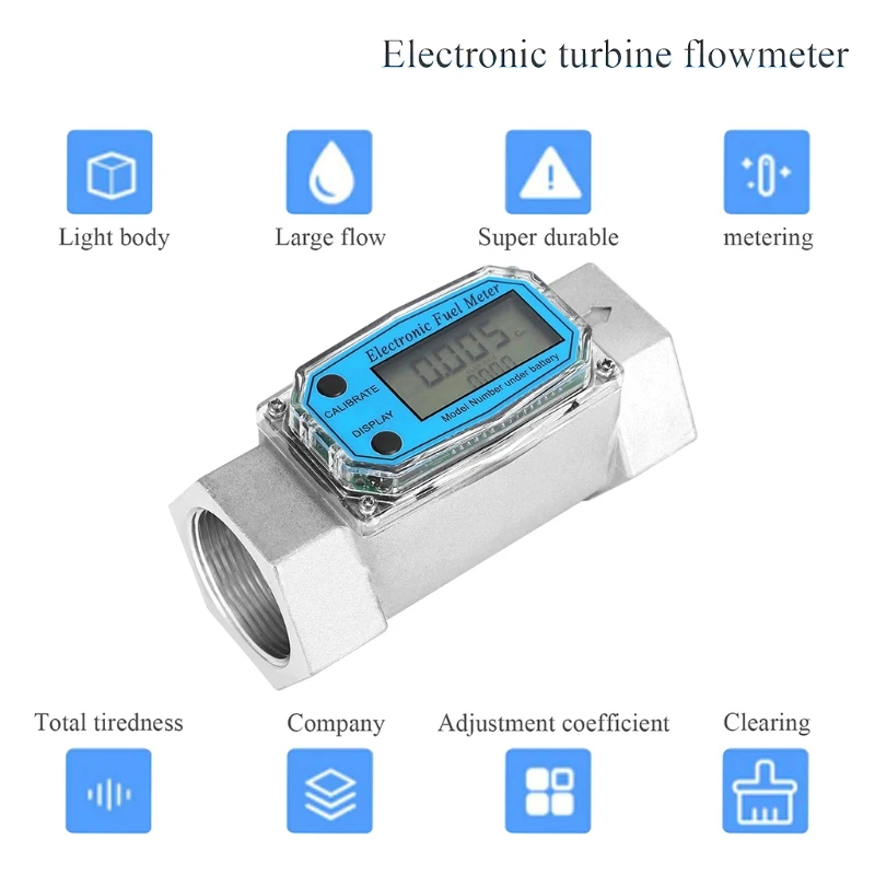 Turbine Flow Meter Meter Display chip Electronic Digital Flowmeter Liquid Water Meter Fuel Meter Gas Die sel Fuel