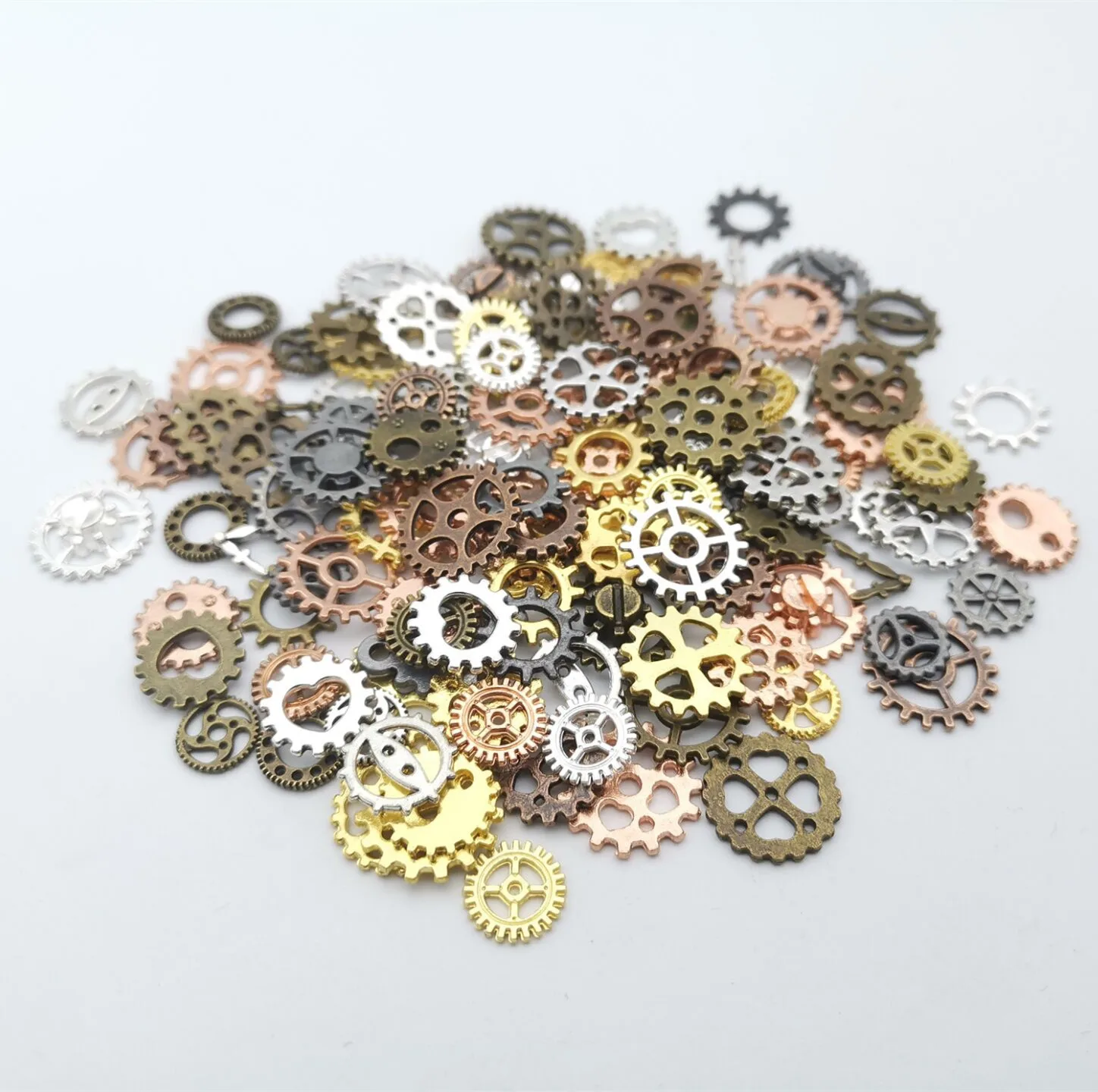 50pcs/lot  7-15mm Mixed  Mechanical Steampunk Cogs & Gears Charm Alloy Jewelry Accessories DIY Necklace Bracelet  Charms Making