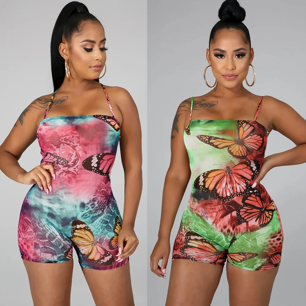 Bkld Mode Zomer Sexy Jumpsuit Vrouwen Bodycon Vlinder Romper Vrouwen Bandage Backless Shorts Club Playsuit Vrouwen Jumpsuits