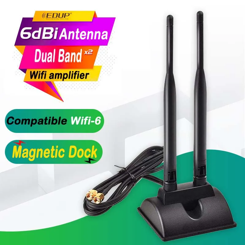 Kép Không Dây Repeater Wifi Tăng Áp Bộ Khuếch Đại 6DBi WIFI6 Cho Intel AX200 5G SMA Ăng Ten Managetic Để Bàn Laptop dock