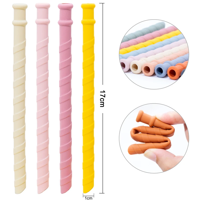 2022 Children's Silicone Spiral Straw Drinking Cup Straw Baby Easy To Clean Soft Silicone Customizable Logo Food Grade Silicone