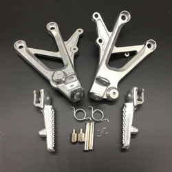 Motorcycle Silver Front Rider Foot Pegs Footrest Bracket Fit For Honda CBR600 F4I 1999-2006