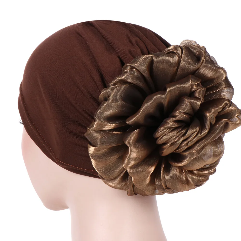 Bonnet Turban en Coton pour Femme Musulmane, Hijab à Grande Fleur, Tête Ronde Islamique, Nik, Coiffe Chimée, Mode 2023