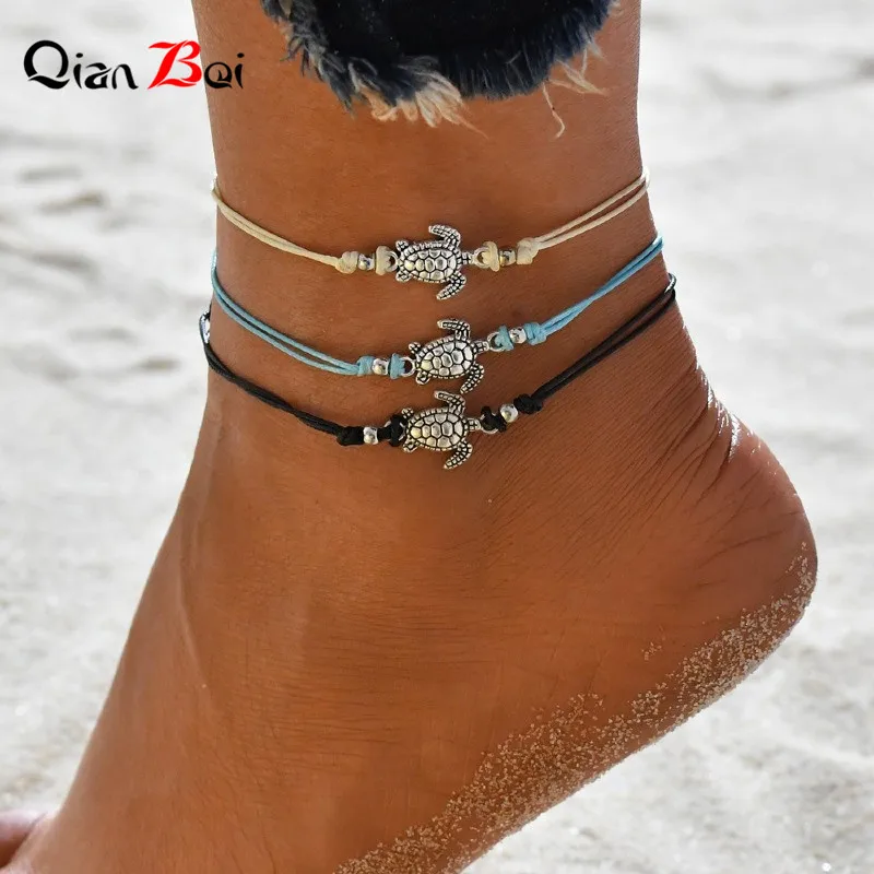 سوار سحر سلحفاة QianBei-Sea للنساء والأطفال ، سوار معصم ، خيط أحمر ، سلحفاة ، هدية