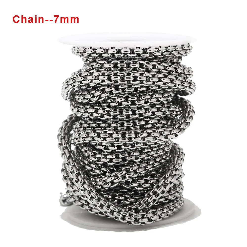 1Meter 7mm Width Stainless Steel Multiple circles Heavy Chains DIY Link Chain Necklace Jewelry Making Findings top Quality