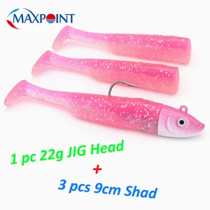 4.5 inch jig fishing bait shad with 22g head, super soft 9cm vinyl tail for sea ass zander, 5 -color fishing bait kit 12 Main Sales Vinyl Breed Fishing - №7