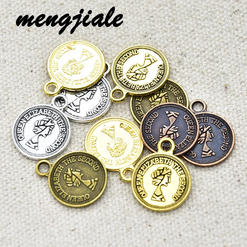 30pcs  Hot  Sell  Vintage  Metal  Coin Carved Portrait Charms  For  Jewelry Necklace Earrings  Making  DIY  Handmade  Craft