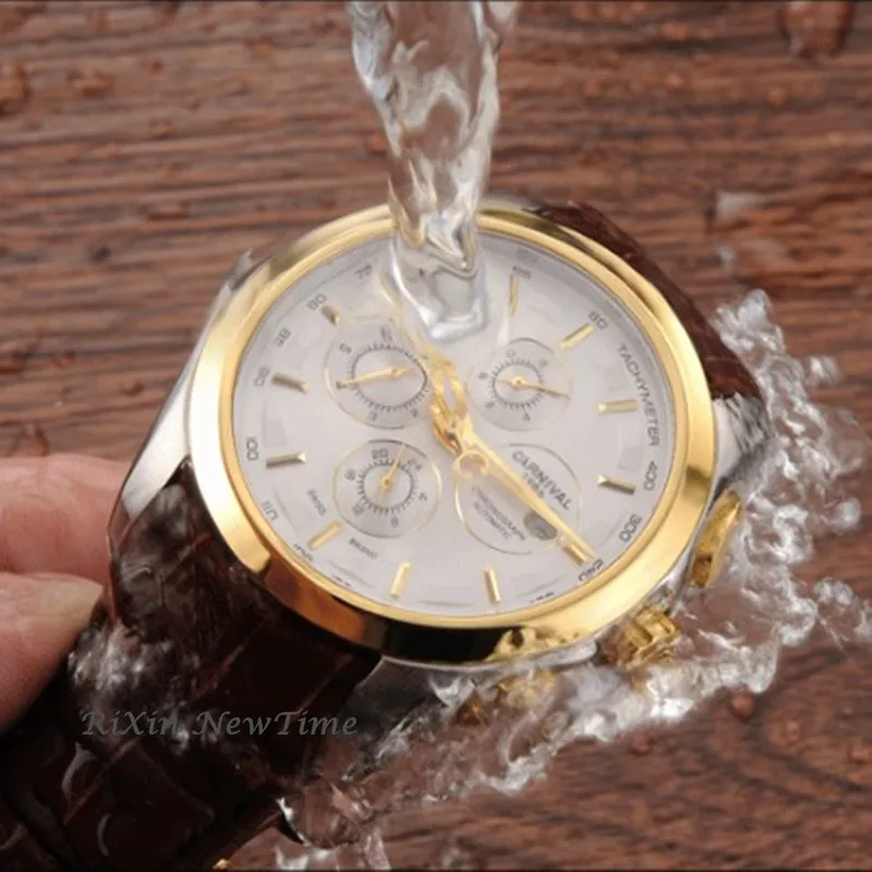 Automatic mechanical switzerland brand men wristwatches fashion luxury leather strap watch waterproof clock relogio reloj montre