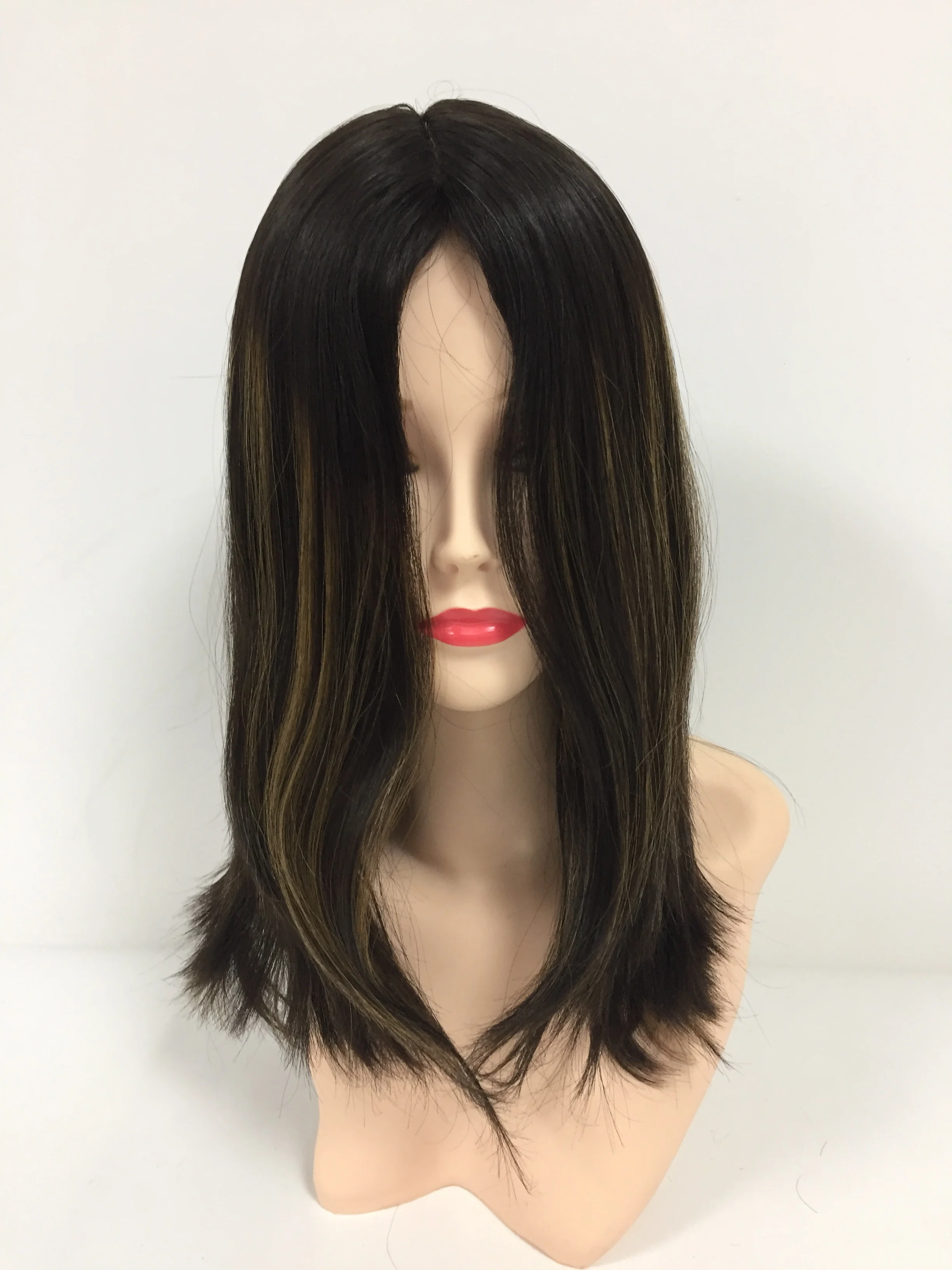 

High Density 16 Inch 2 with 8 Highlight Color Top Grade European Hair Jewish Kosher Wigs