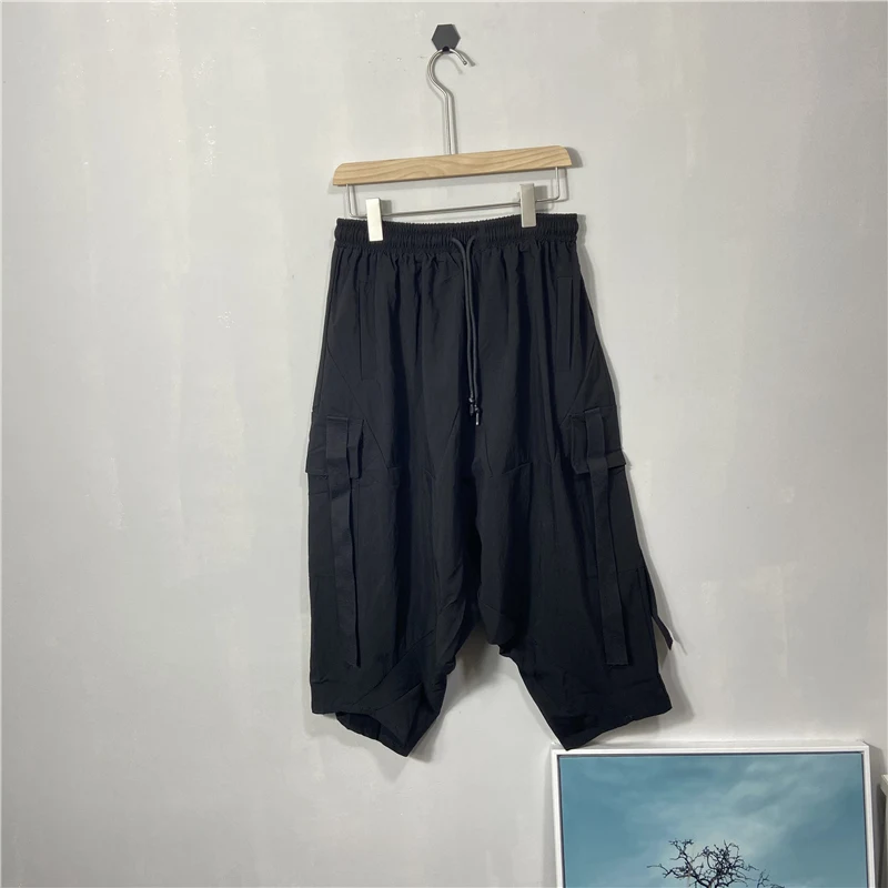 

Men's Casual Pants Nine Inch Pants Wide Leg Pants Harlan Pants Spring And Autumn New Solid Color Elastic Waist Low Grade Design