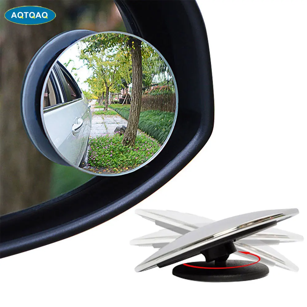 AQTQAQ 1Pair Blind Spot Mirror - Universal HD Glass Convex Lens Frameless Adjustable Blind Spot Mirror for All Vehicles Car