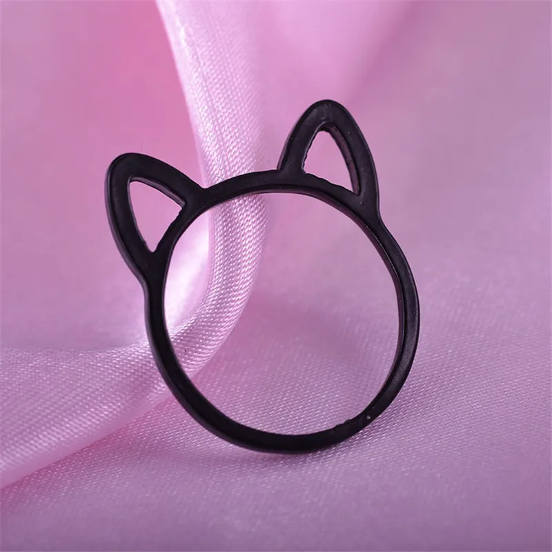 Woozu Cat Ear Ring Design Cute Fashion Jewelry Cat Ring For Women and Girl Gifts Adjustable charms Anel