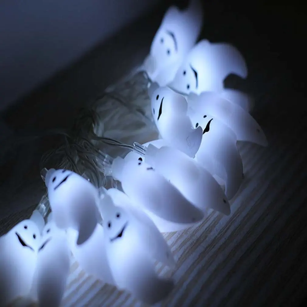 Cadena de luz fantasma pequeña de 1,5 m, caja de batería de 10 lámparas, luz decorativa de la serie de Halloween, accesorios de decoración duraderos