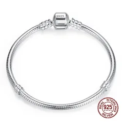 2020 Original 925 Sterling Silver Charm Chain Bracelet Party Wedding Jewelry Long Snake Bone Bracelets for Women men DIY Jewelry