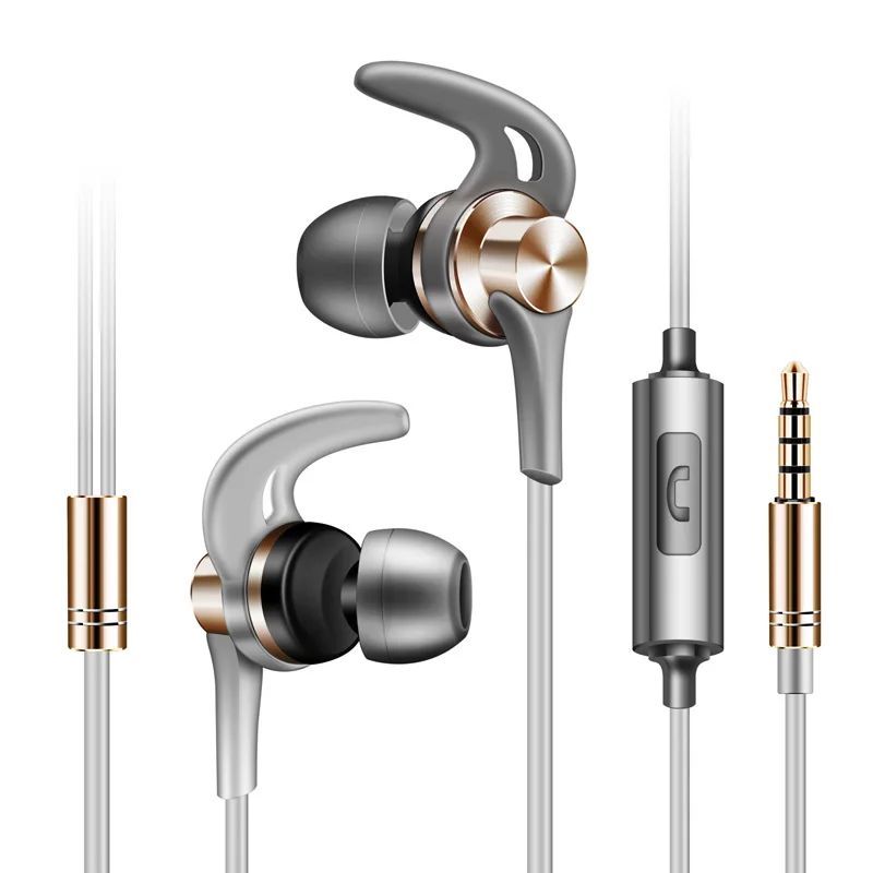 Metal Sport 3.5mm In-Ear Earphones for iPhone 6 6S Plus 5S iPad Samsung Redmi Honor Android Phone Music Earphone With Microphone