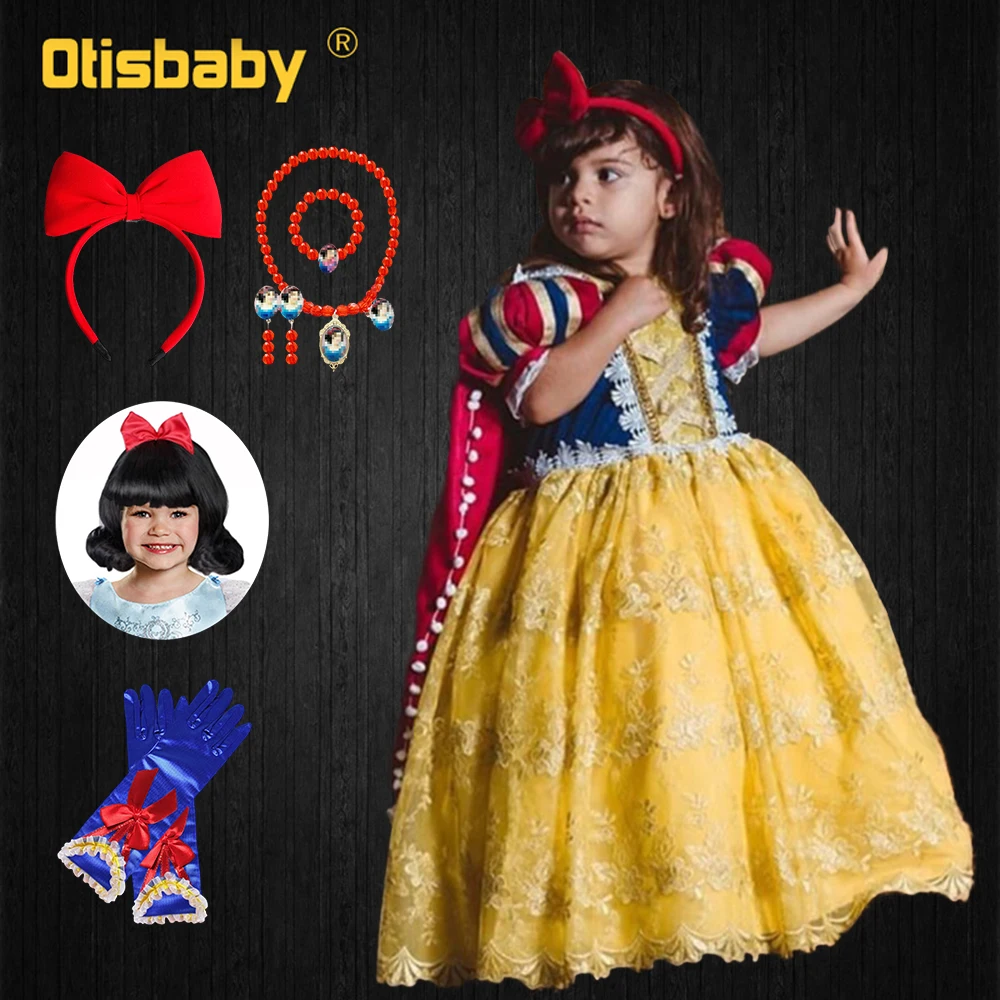 

Halloween Snow White Costume Girls Princess Dress Kids Lace Puff Sleeve Gown Child Party Christmas Birthday Fancy Dresses Tutu