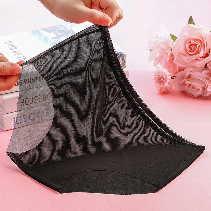 Full Transparent Panties Women Sexy Seamless Briefs Ladies Solid Ultra-thin Mid Rise Women Underwear Lace Sexy Femal Lingerie