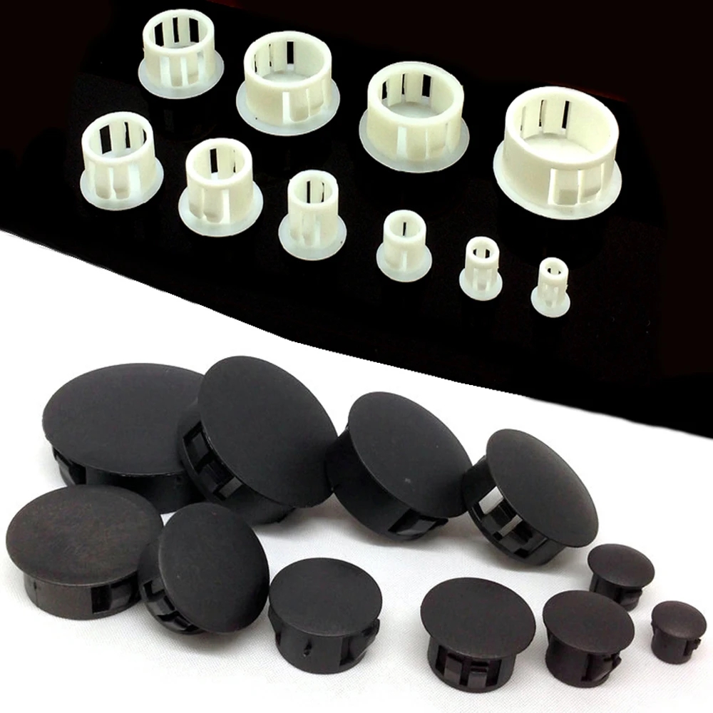 20PCS Round Plastic Black/White Blanking End Caps Tube Pipe Inserts Plug Bung 6mm~50mm